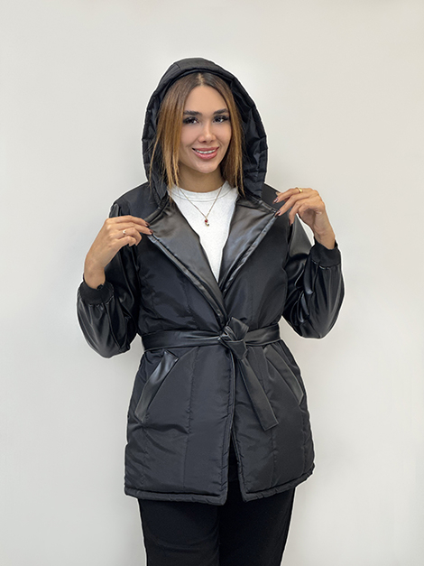 کاپشن آستین چرم