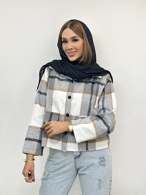 کت کراپ چهارخونه پشمی G