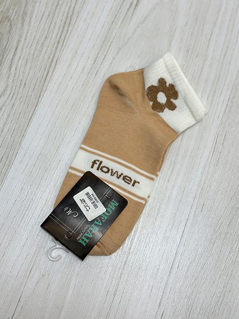 جوراب نیم ساق پنبه (کرم)