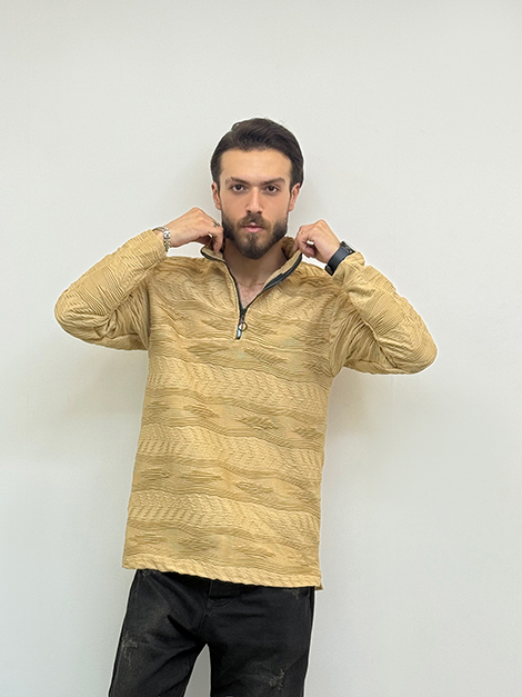 پیراهن نیم زیپ کرکره ای 
